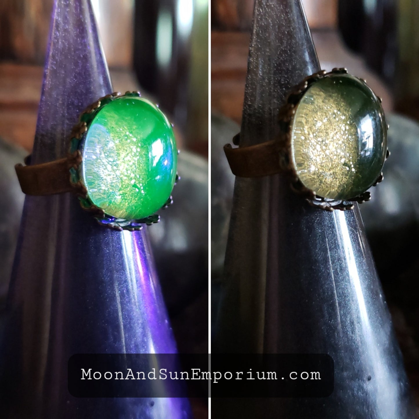 Uranium Glass Crown Ring