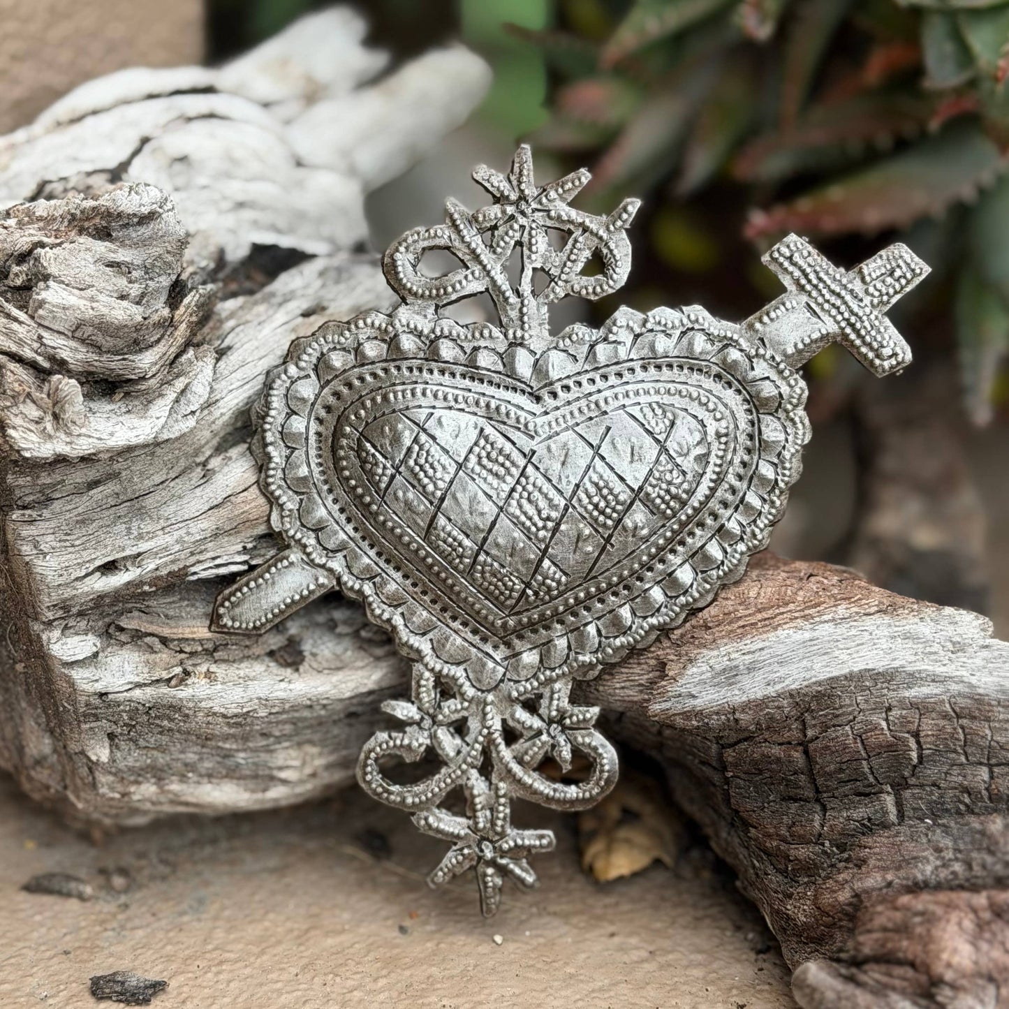 Erzulie Dantor Metal Veve Ornament Handmade in Haiti