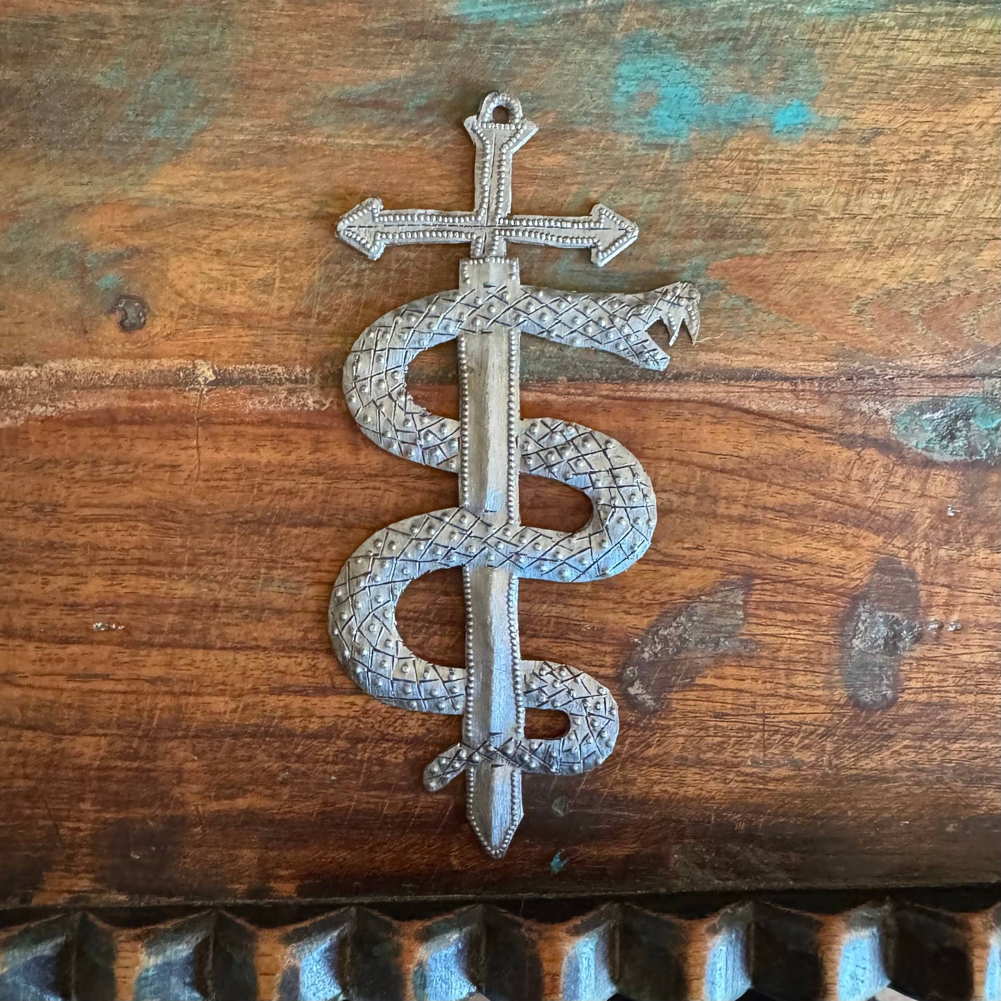 Sword & Serpent Metal Ornament Handmade in Haiti
