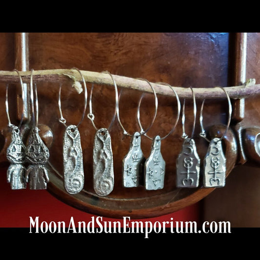 Primitive Pewter Hoop Earrings