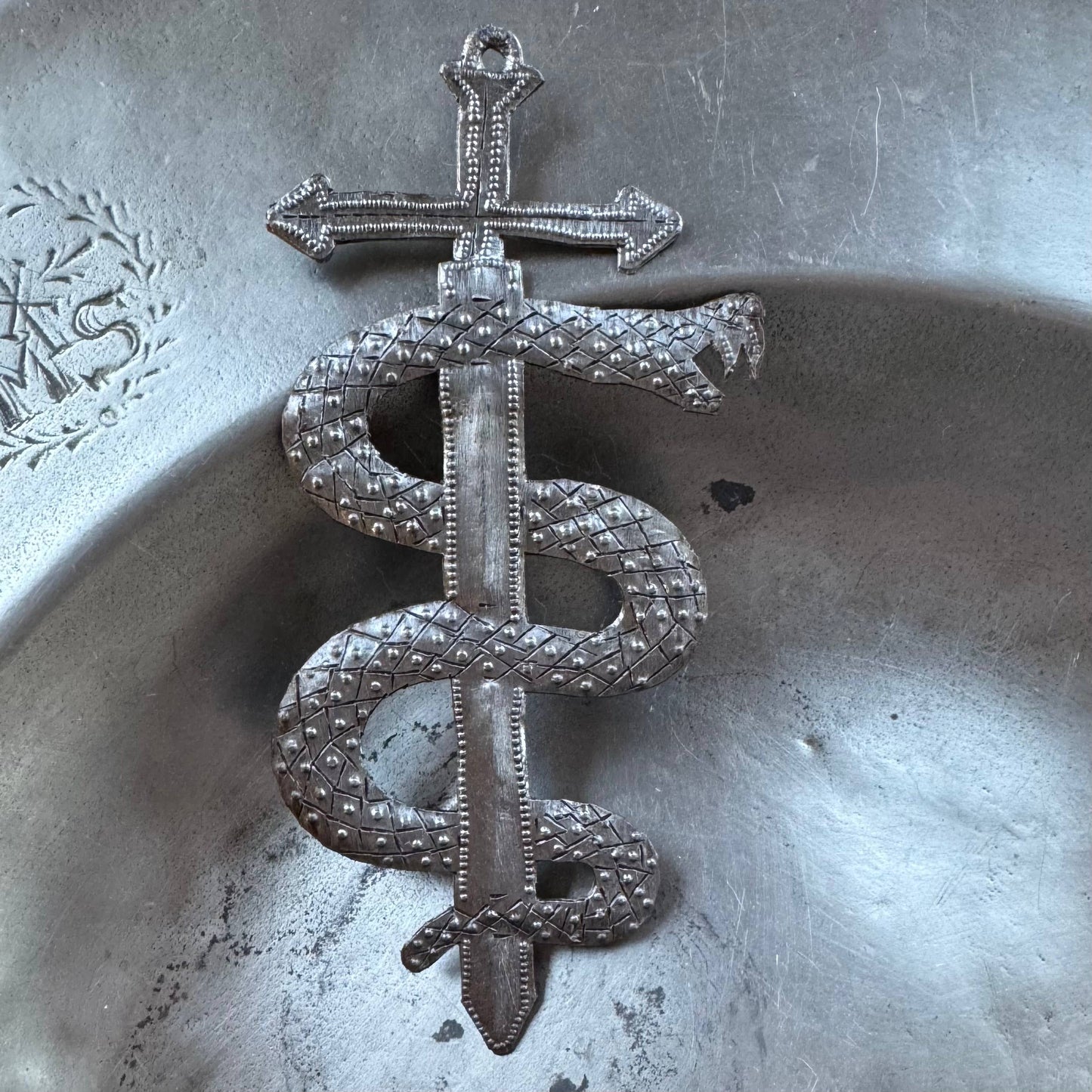 Sword & Serpent Metal Ornament Handmade in Haiti