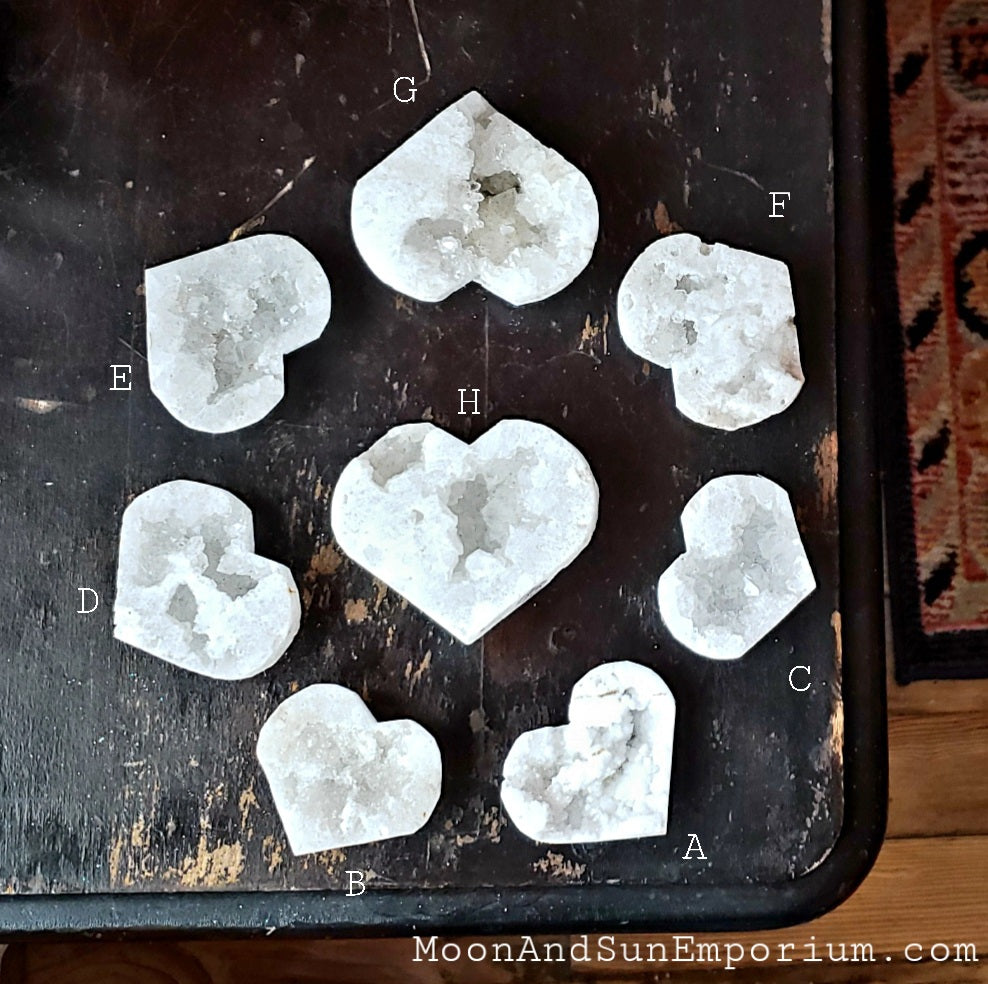 Dreamy Druzy Carved Crystal Quartz Heart