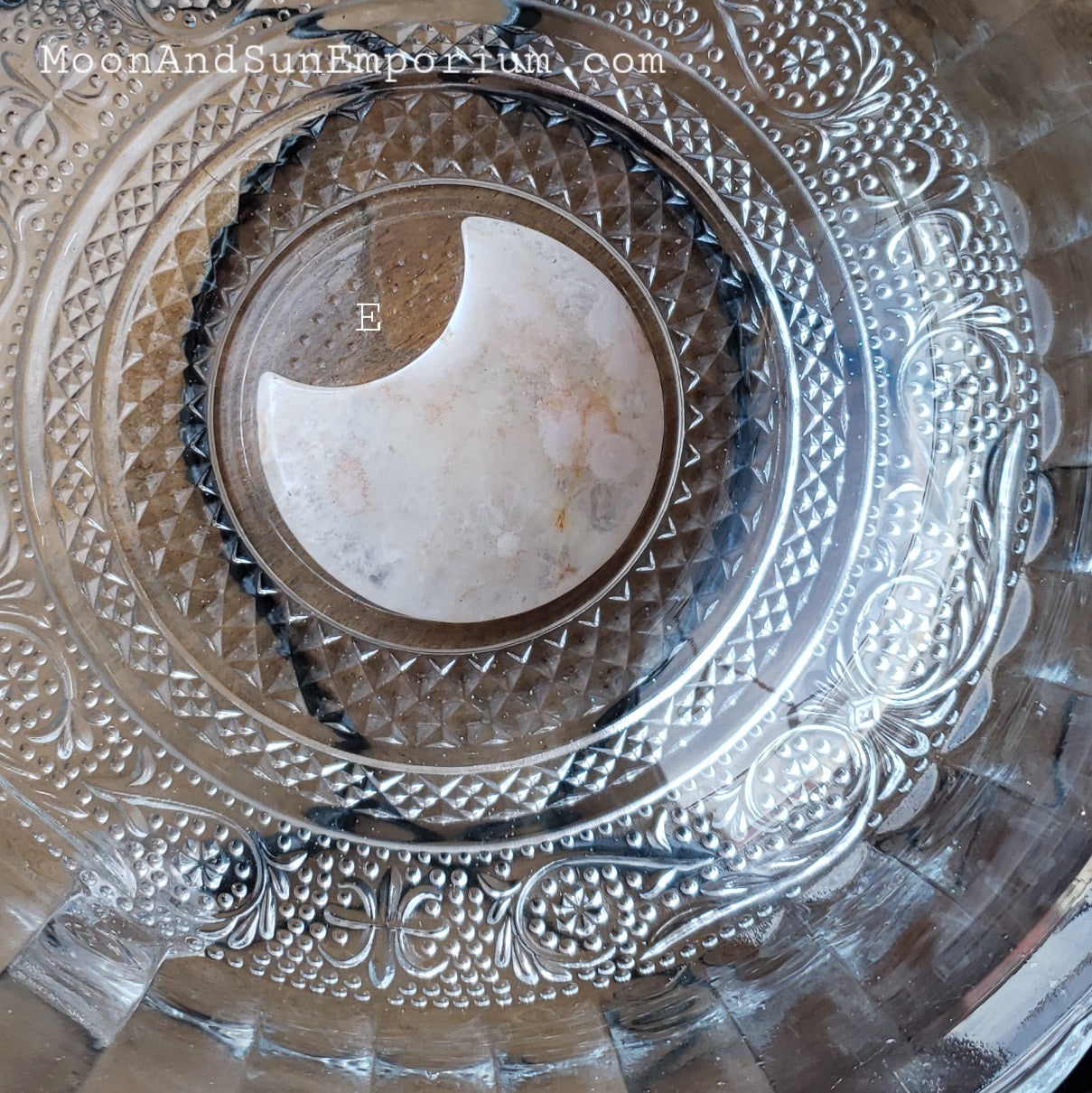 Flower Agate Carved Crystal Crescent Moon