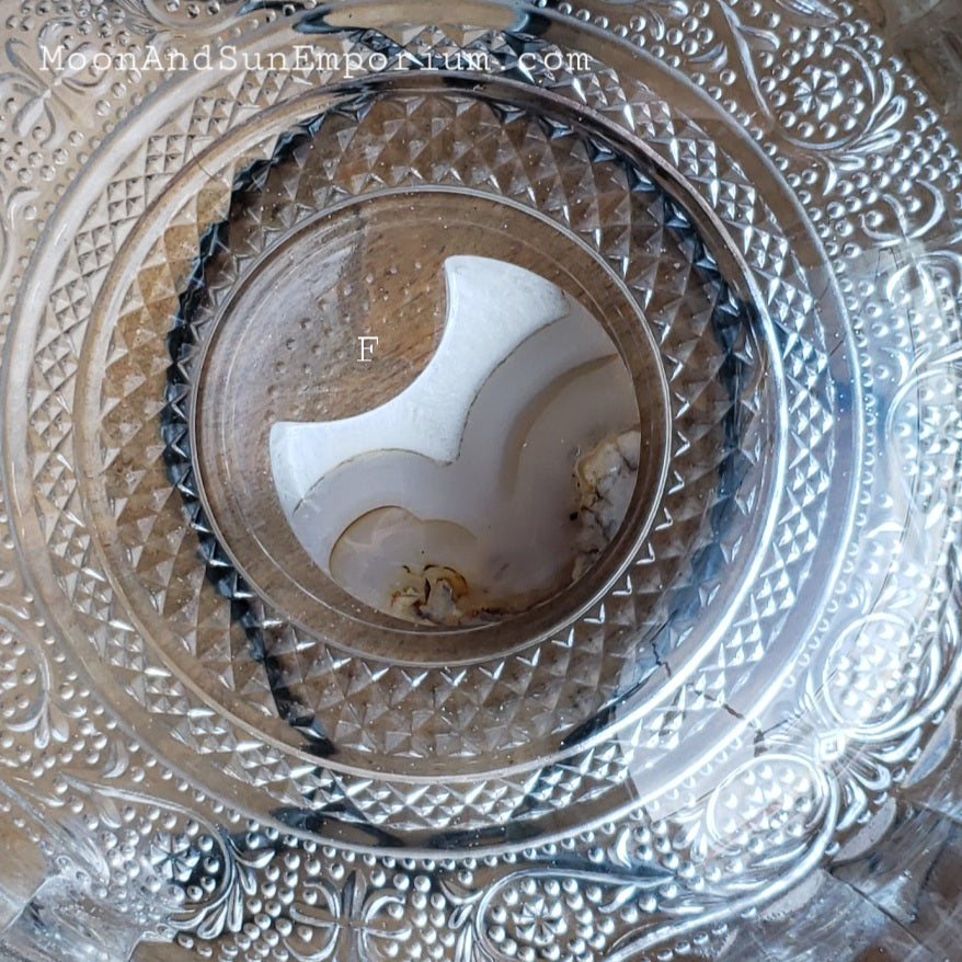 Flower Agate Carved Crystal Crescent Moon