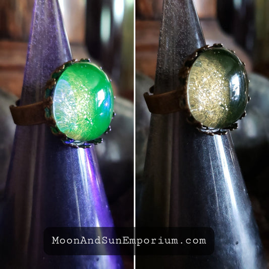 Uranium Glass Crown Ring