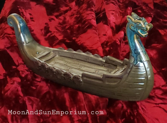 Ceramic Dragon Ship Incense Holder