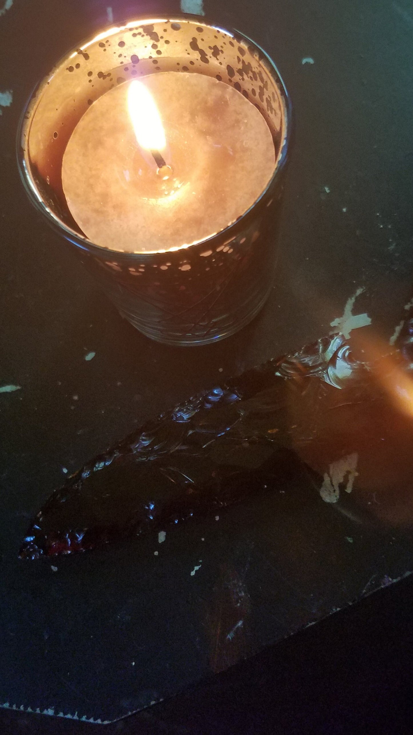 Lucifer Sigil Candle Holder, Mercury Glass, Black Magic, Votive Holder, Altar, Magical Mystical