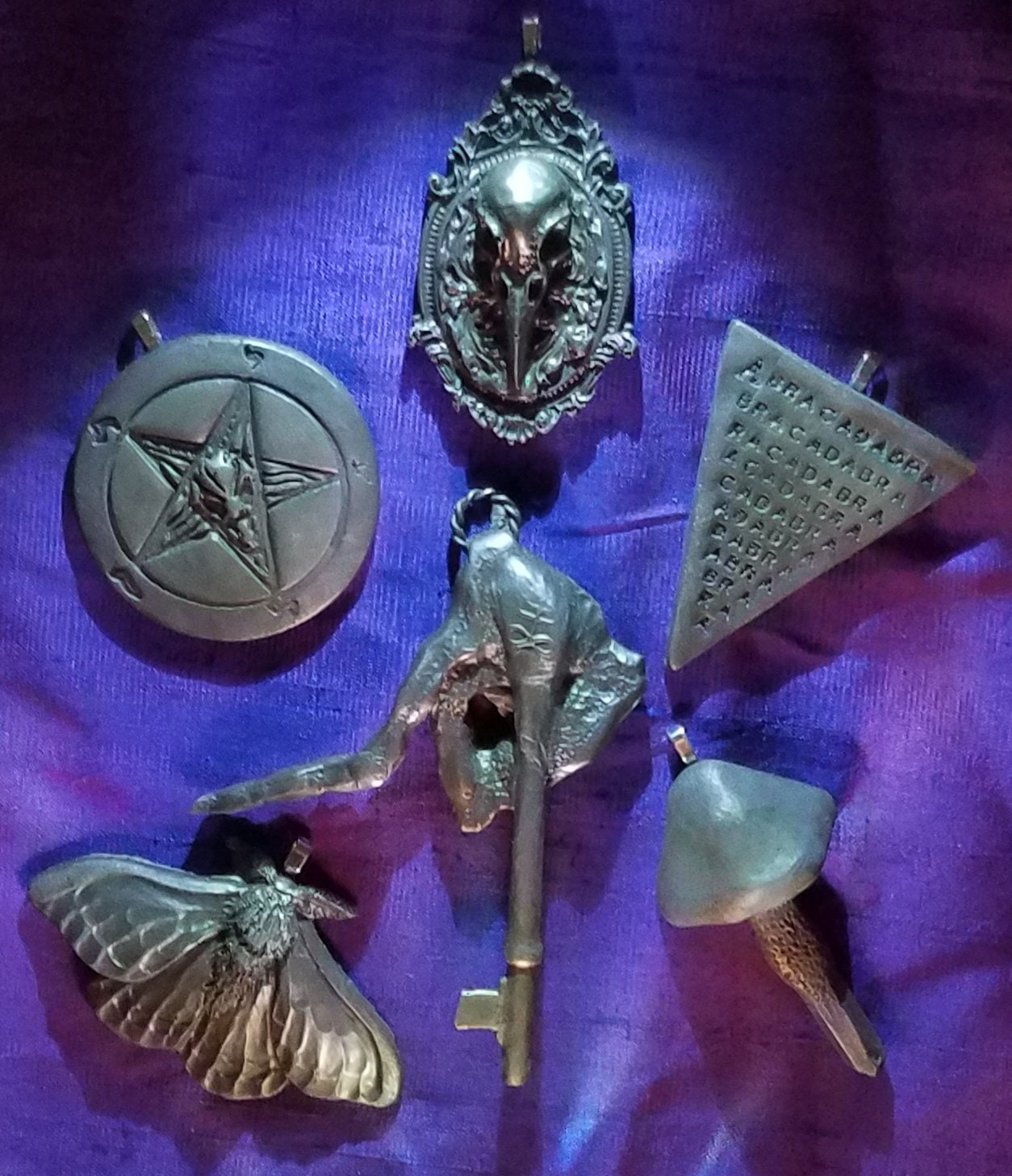 Brimstone, Sulphur, Cold Cast Iron Medallion, Greater Magic, Magical Mystical, Sculpted Key To Hell Pendant