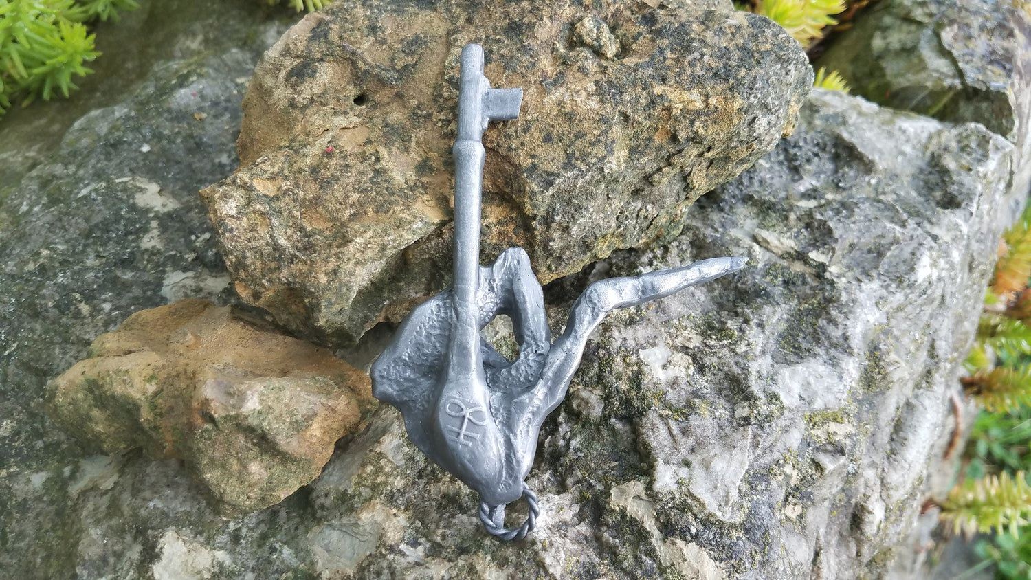 Brimstone, Sulphur, Cold Cast Iron Medallion, Greater Magic, Magical Mystical, Sculpted Key To Hell Pendant