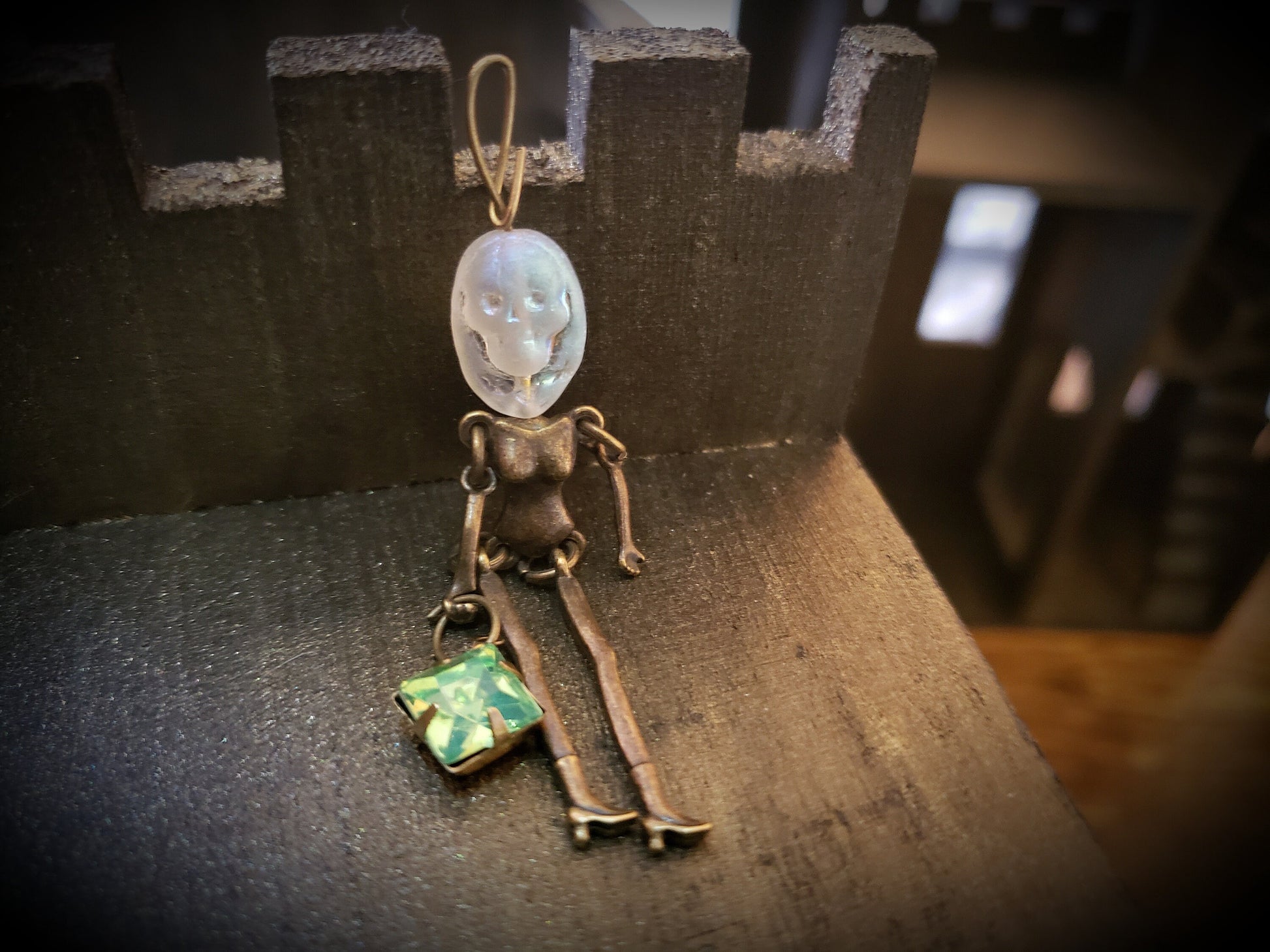 Skull Doll Pendant or Ornament, Articulated, Vintage Jewels, Gothic Accessory