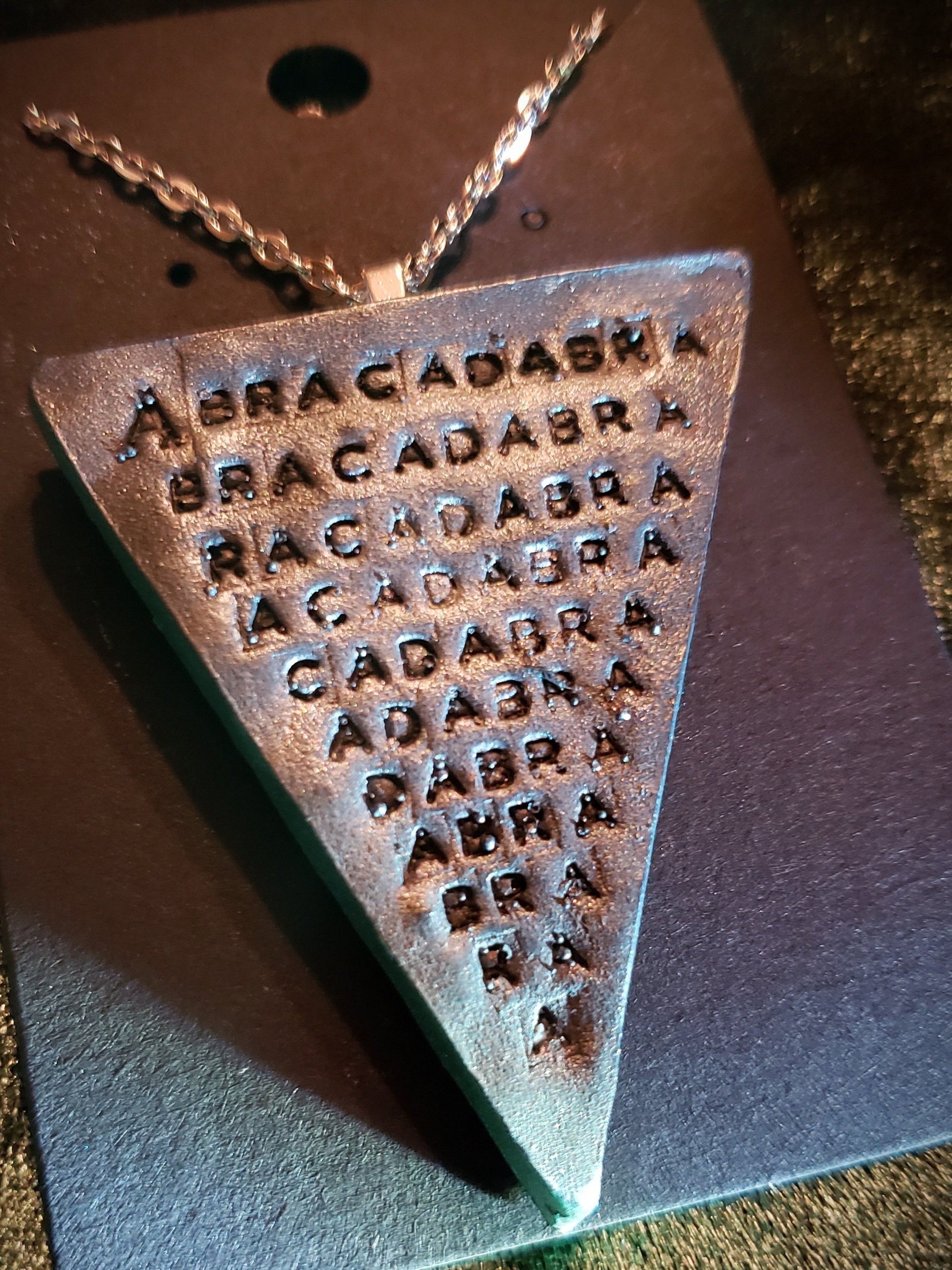Abracadabra Medallion, Witchy Jewelry, Magical Mystical, Cold Cast Iron